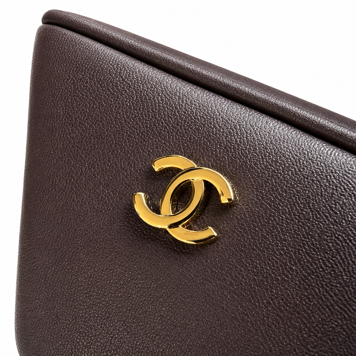 Chanel Dark Chocolate Calfskin Mini Bowling Bag | Double Gold Zipper & Chain — 21cm