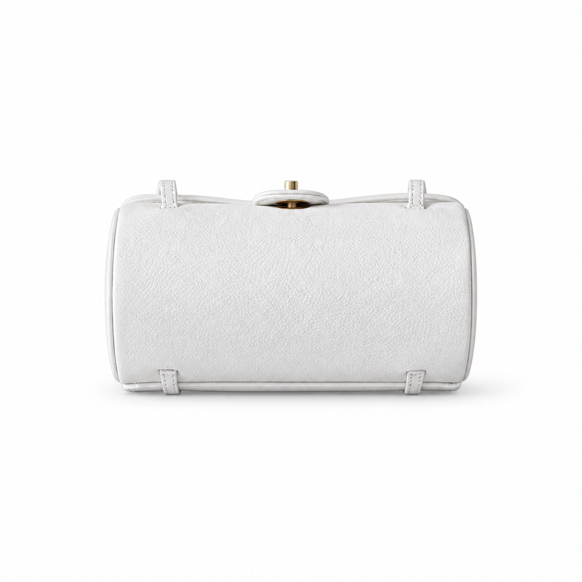 Chanel White Caviar Cylindrical Shoulder Bag | Flat Leather Strap — 20cm
