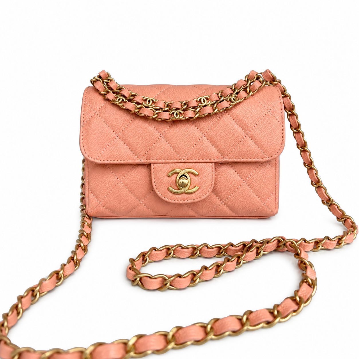 Chanel Classic Quilted Mini Flap Bag | CC Turn-Lock Chain Strap — 19cm