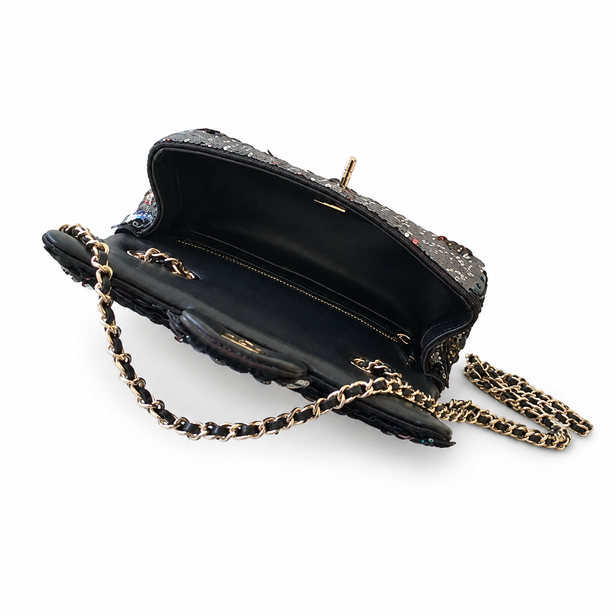 Chanel Black Oversized Multicolour Sequin Flap Bag | Diagonal Colour Waves, Day-to-Night Surface & Gold CC