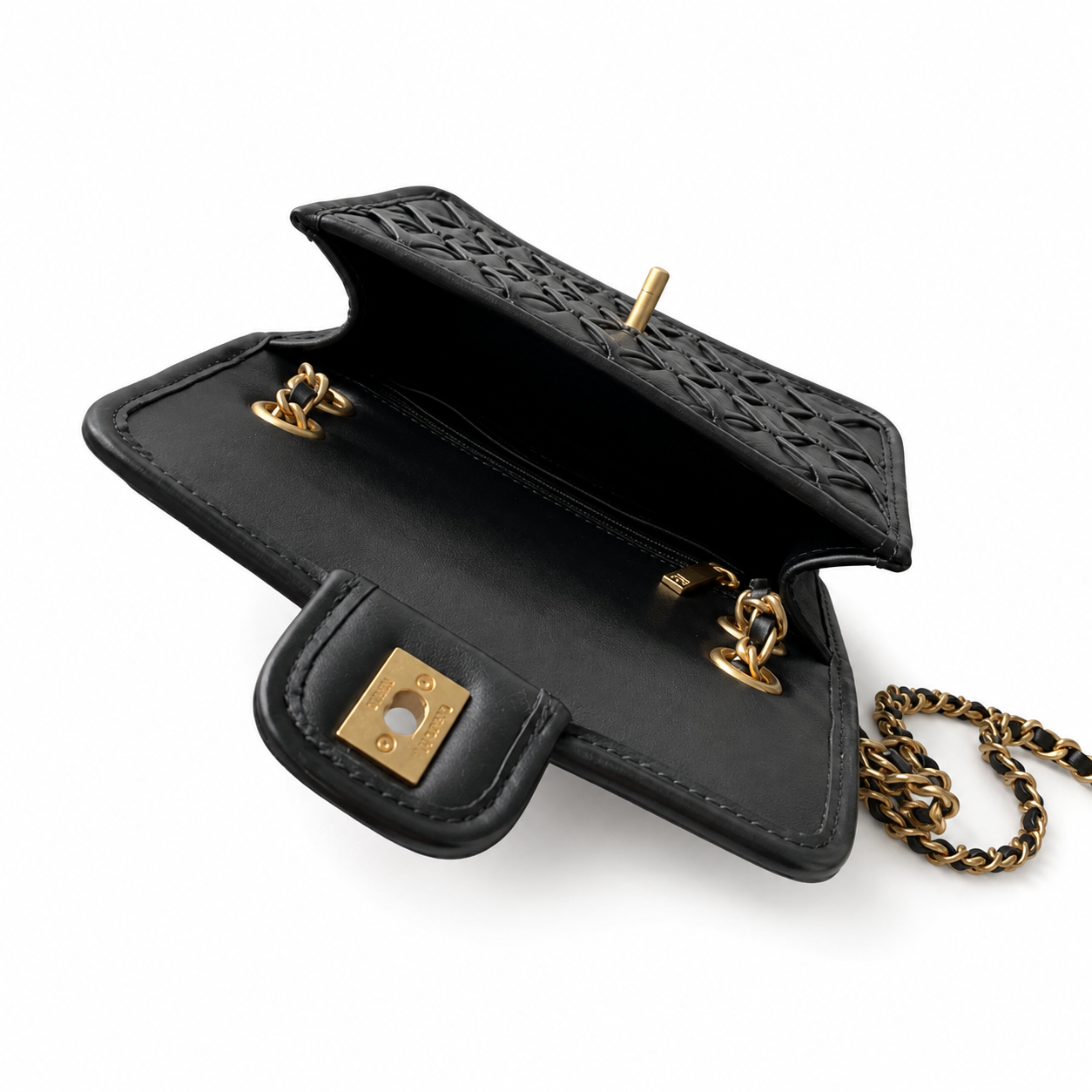 Chanel Black Woven Lambskin Small Flap Bag