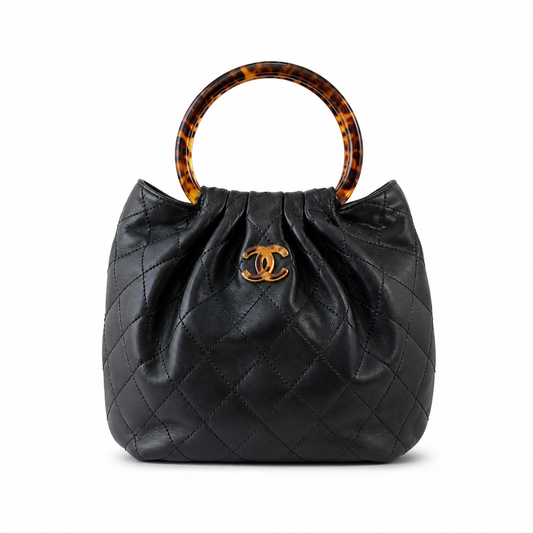 Chanel Classic Quilted Top Handle Handbag | CC Turn-Lock Chain Strap — 24cm