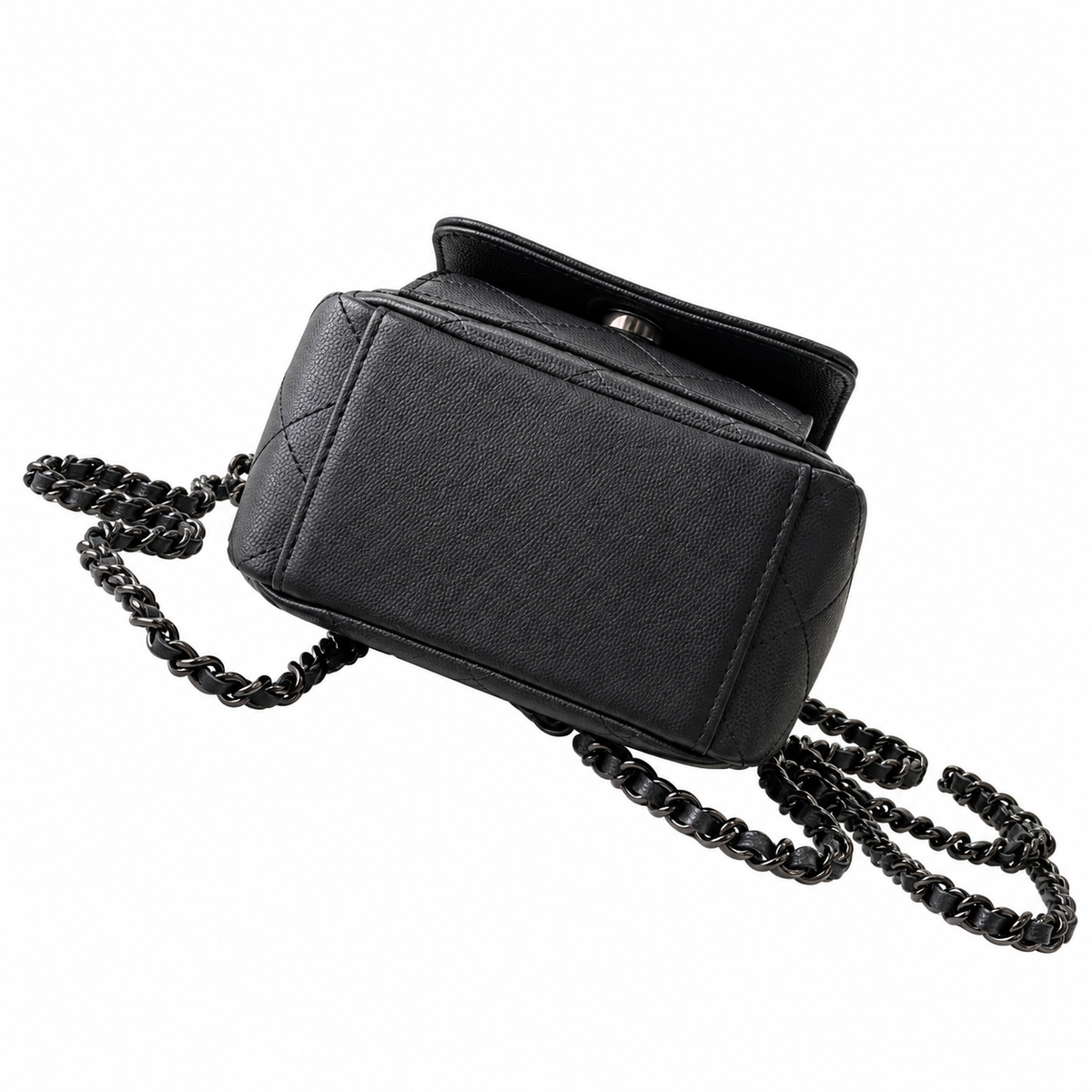 Chanel So Black Quilted Lambskin Mini Chain Backpack 18×13×9cm