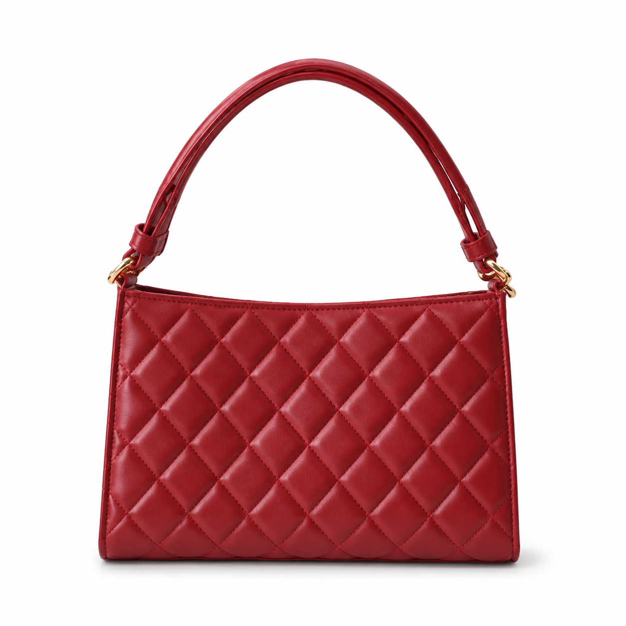 Chanel Quilted Lambskin Top Handle Tote | Gold Ring Burgundy Red — 14x22cm
