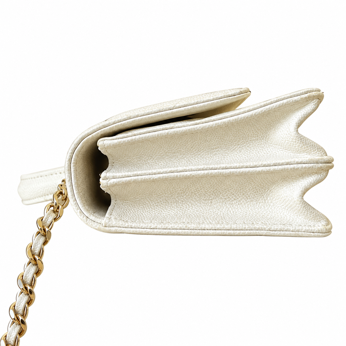 Chanel Trendy CC Quilted Iridescent Calfskin Top Handle WOC Ivory 19cm