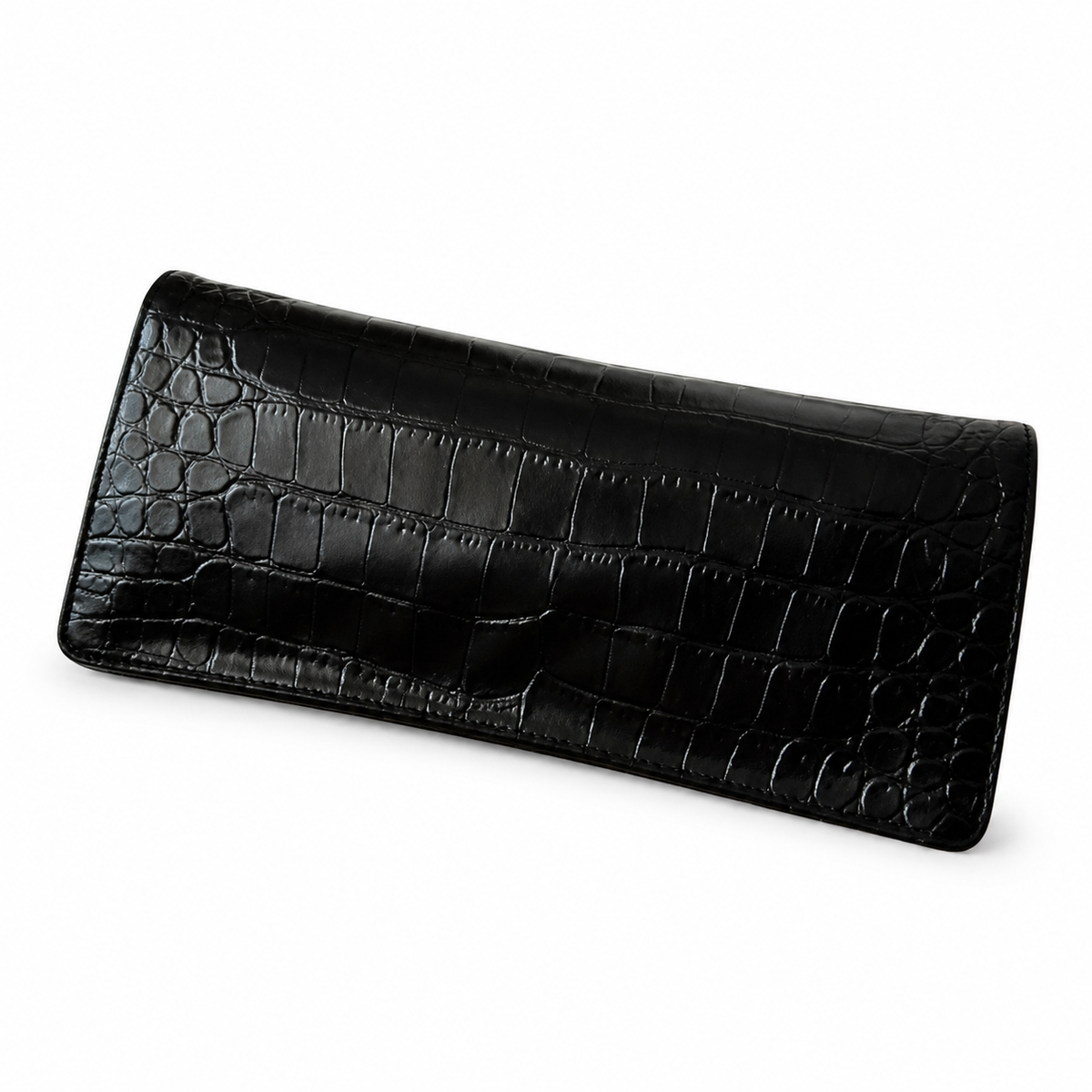 Chanel Black Croc-Embossed Evening Clutch | Jeweled Scarab CC — Blue Lapis & Red Enamel — 30cm