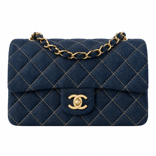 Chanel Classic Small Flap Bag Navy Denim 20cm