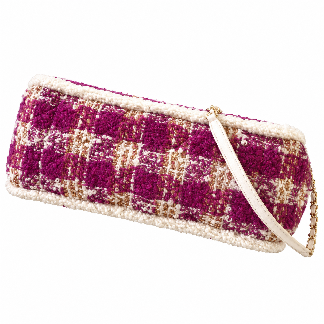 Chanel Tweed Bead Embellished Flap Tote Fuchsia 27.5×39.5×16cm