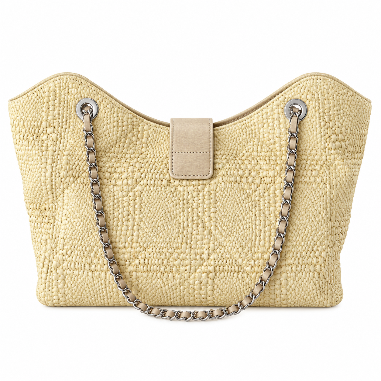 Chanel Raffia Woven CC Tote Bag Ecru 26×40×12cm