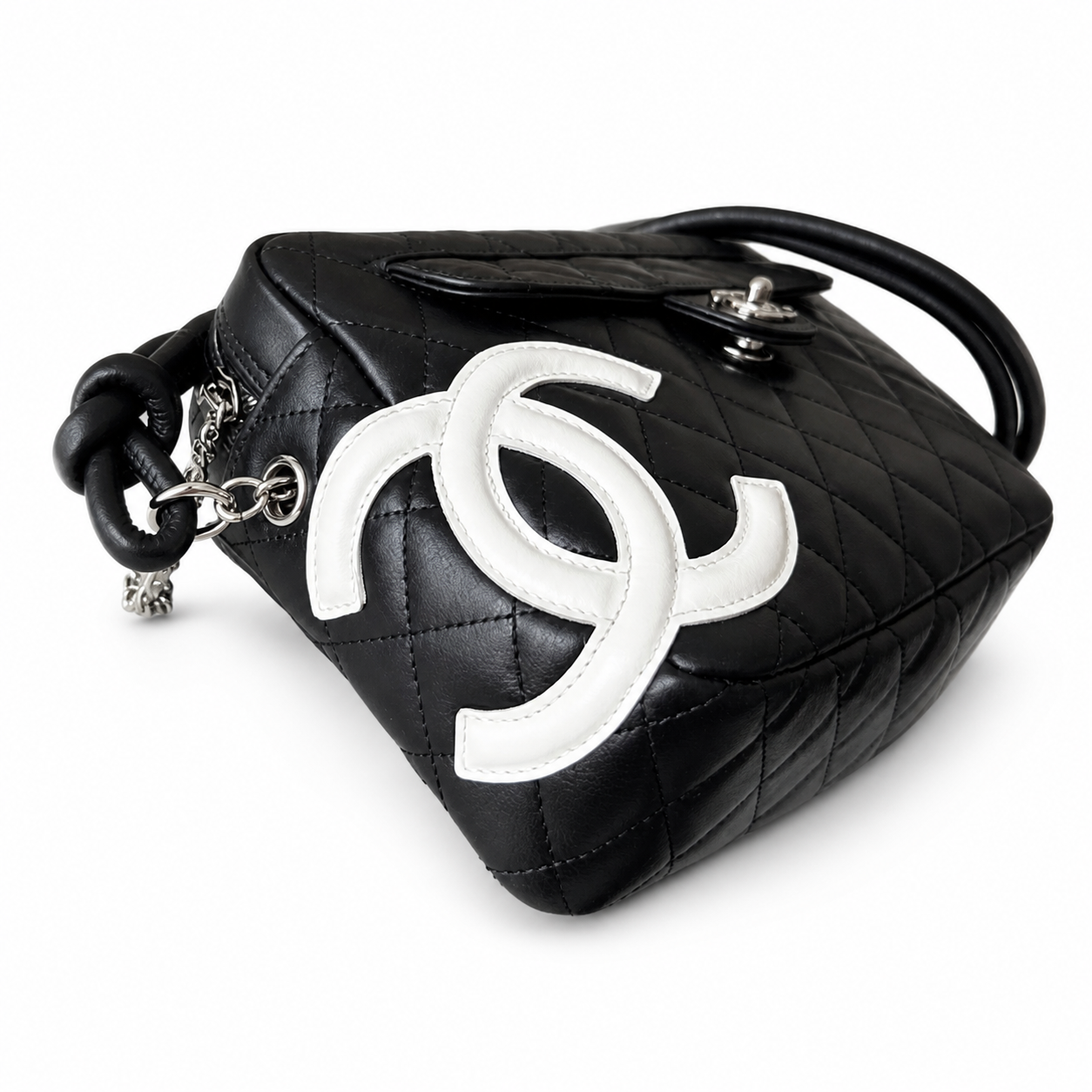 Chanel Quilted CC Wide Top Handle Bag | Detachable Chain — 27cm