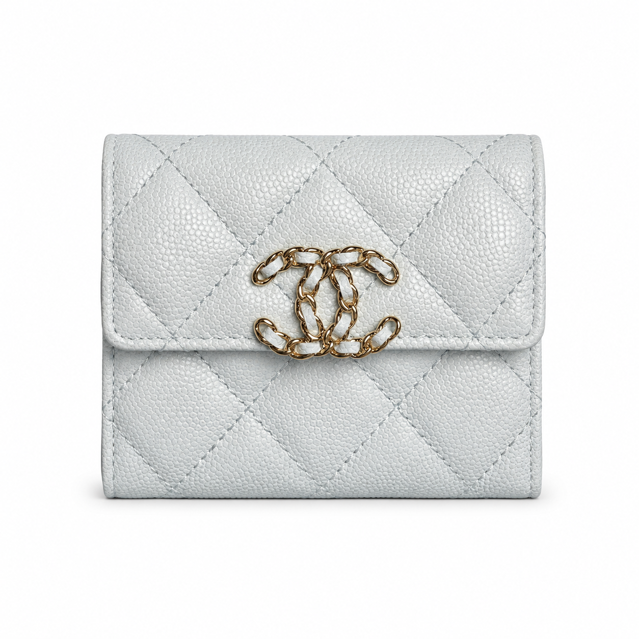 Chanel Iridescent Glacier Blue Caviar Quilted Mini Flap Bag | Scalloped Wave-Edge Flap, Chain-Texture CC Lock & Back Pocket