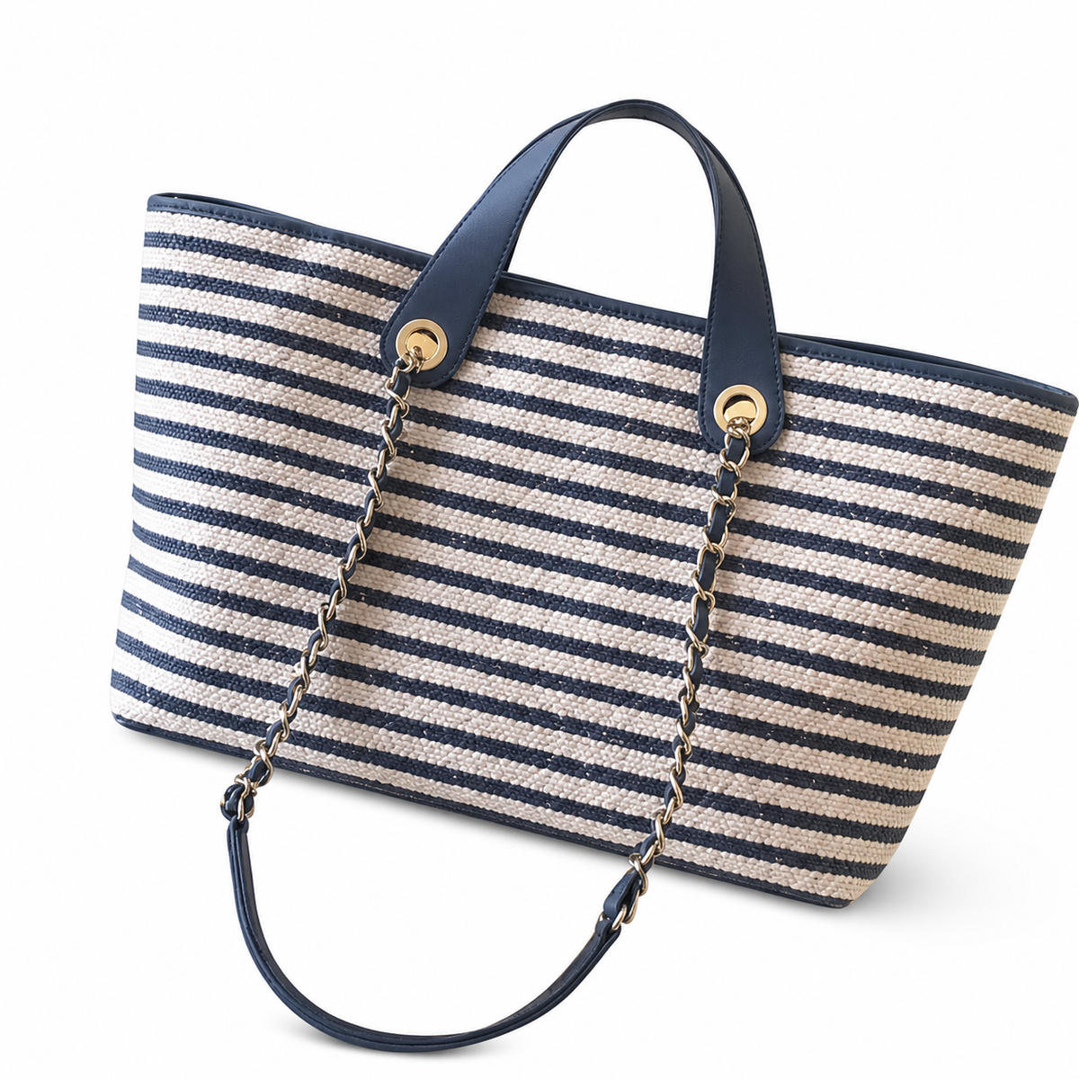 Chanel CC Quilted Wide Tote Bag | Gold Chain Handle — 46cm