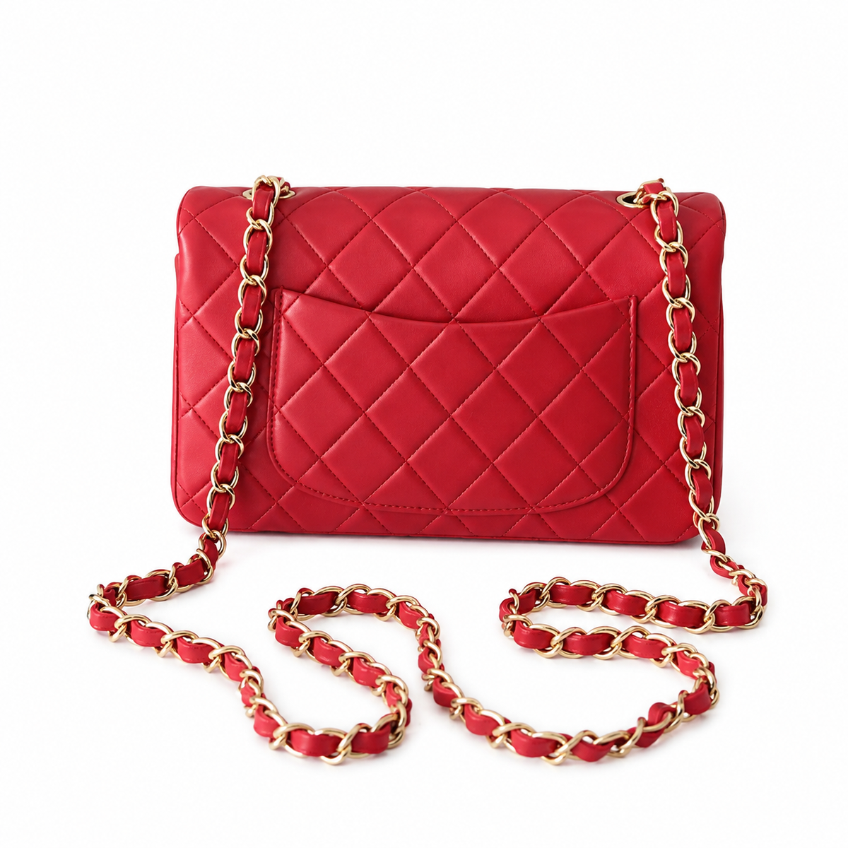 Chanel Red Lambskin Classic Double Flap Bag | Gold CC Turn-Lock & Tonal Red Chain