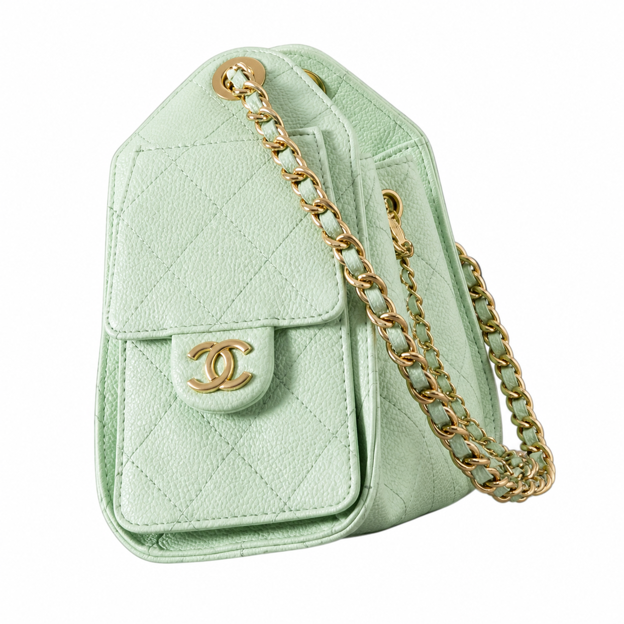Chanel Classic Quilted Handbag | CC Turn-Lock Rigid Top Handle Chain Strap — 2 Sizes