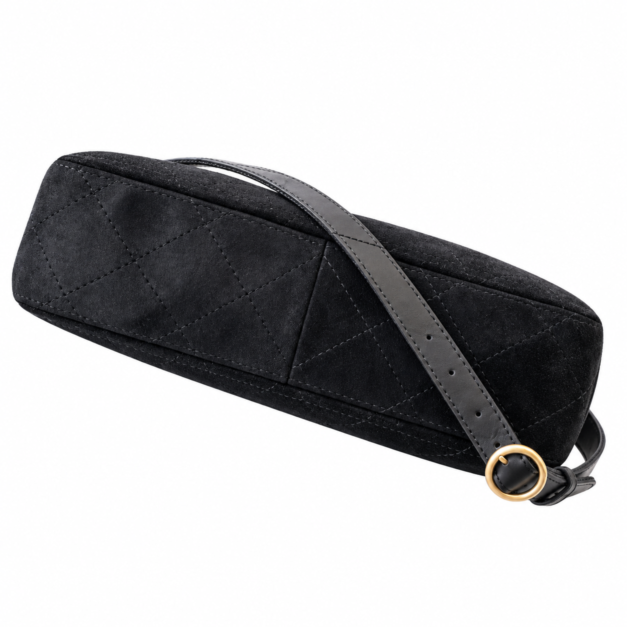 Chanel Quilted Suede Flap Shoulder Bag Black 25×30×7cm
