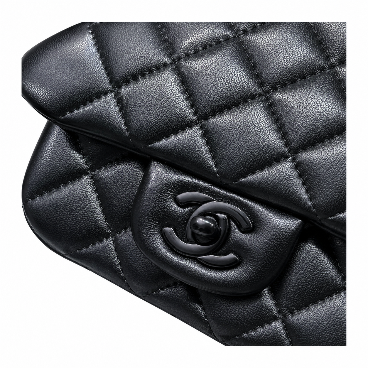 Chanel So Black Lambskin Classic Double Flap Bag | Matte Black CC Turn-Lock & Black Chain