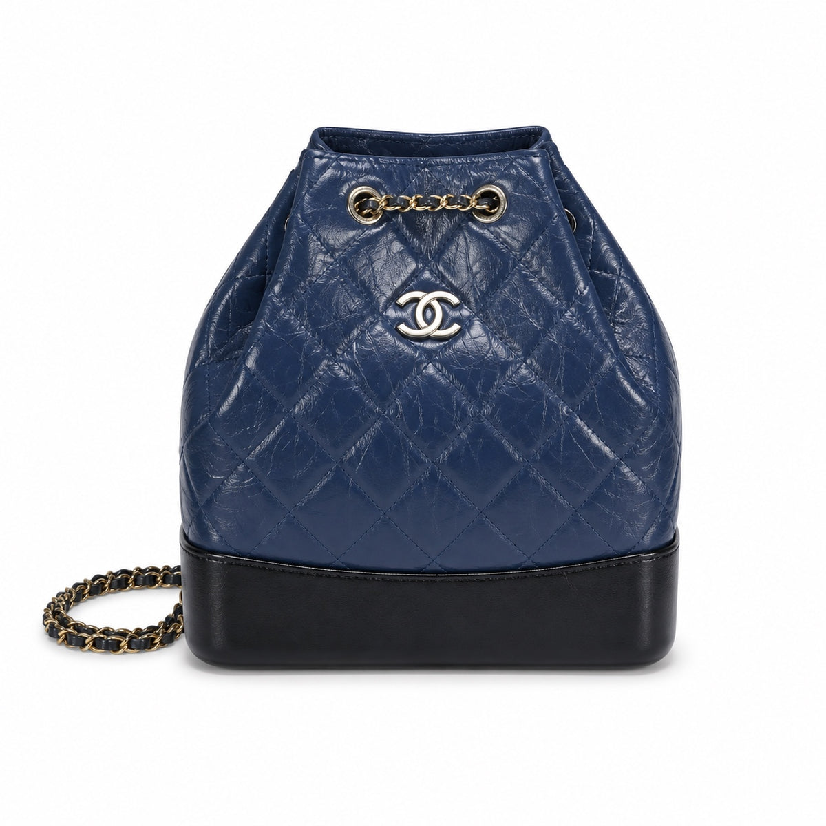 Chanel Gabrielle Quilted Calfskin Backpack | Navy Blue & Black Base — 24cm