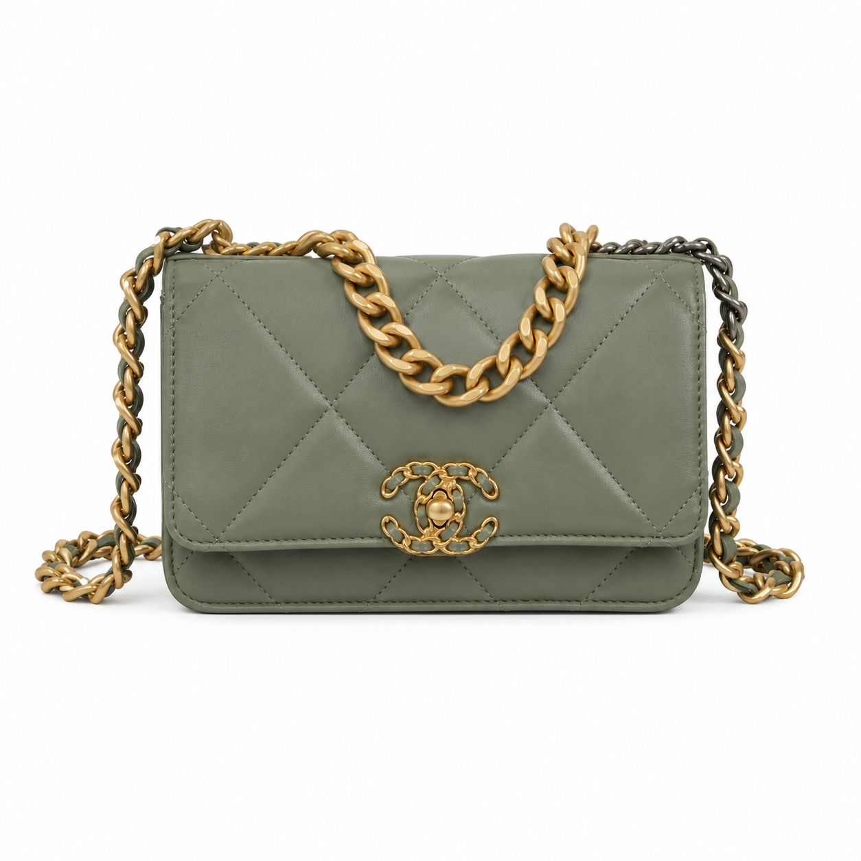 Chanel Classic Quilted Slim Flap Bag | CC Turn-Lock Leather Chain Strap — 12x19.5cm