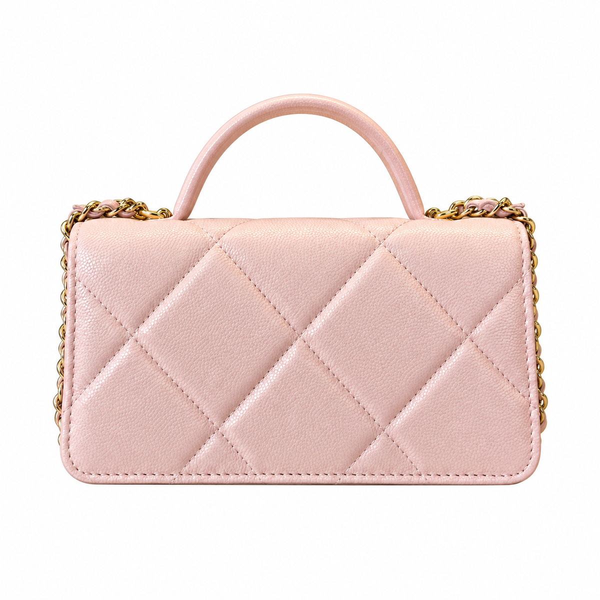 Chanel Trendy CC Quilted Iridescent Calfskin Top Handle WOC Pink 19cm
