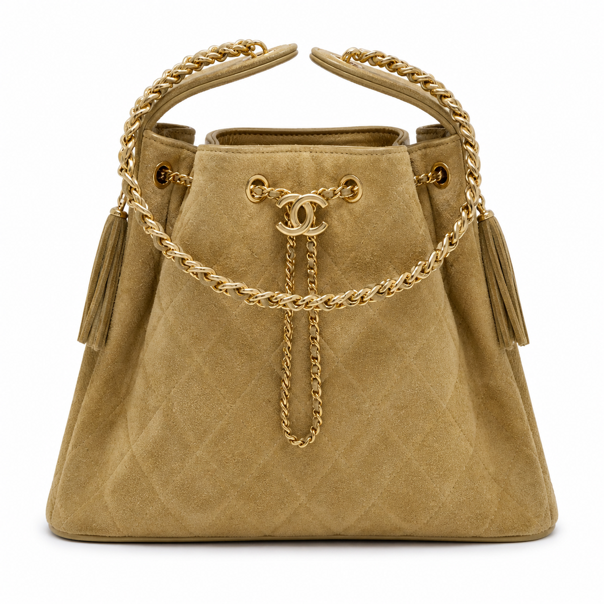 Chanel Classic Quilted Handbag | CC Turn-Lock Rigid Top Handle Chain Strap — 26x30cm