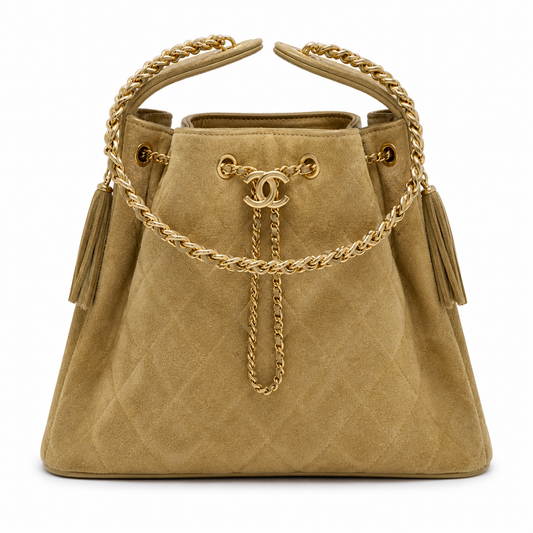 Chanel Classic Quilted Handbag | CC Turn-Lock Rigid Top Handle Chain Strap — 26x30cm