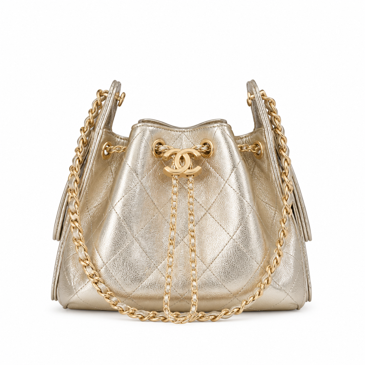 Chanel Classic Quilted Handbag | CC Turn-Lock Rigid Top Handle Chain Strap — 2 Sizes