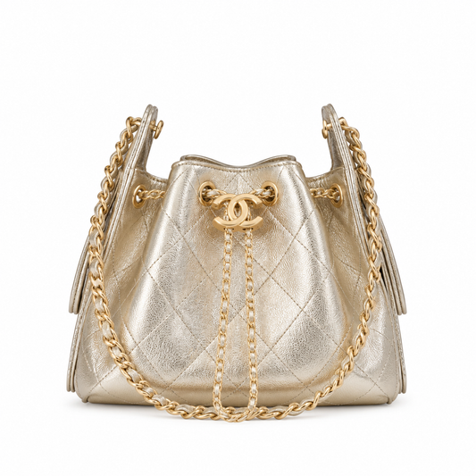 Chanel Classic Quilted Handbag | CC Turn-Lock Rigid Top Handle Chain Strap — 2 Sizes