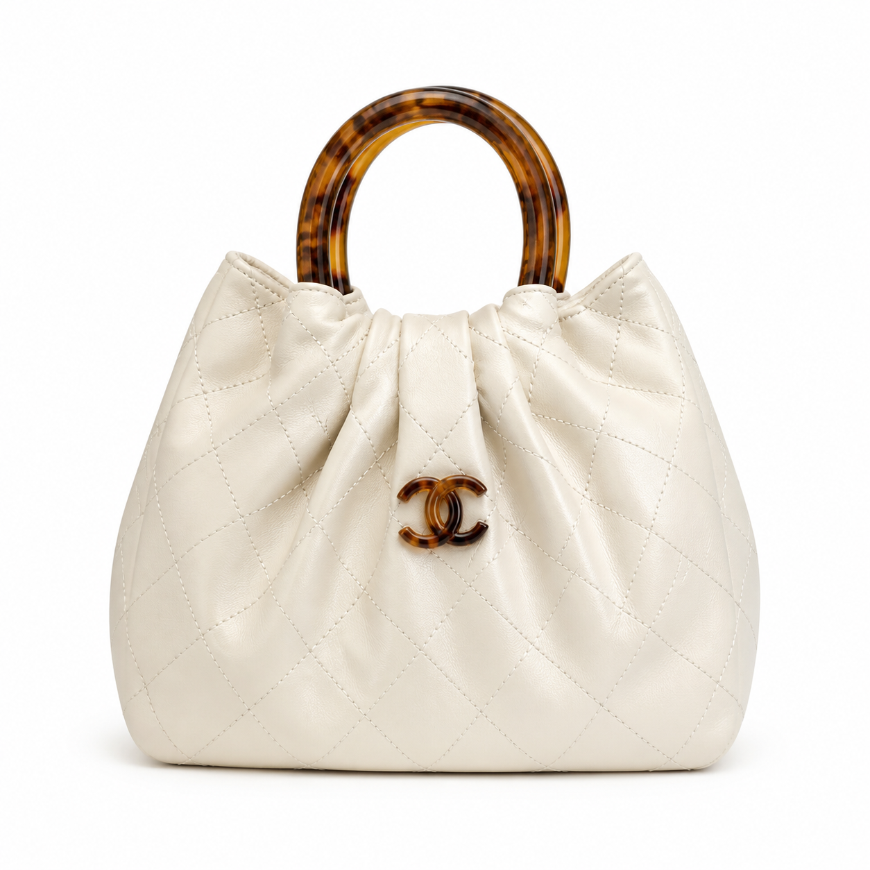Chanel Classic Quilted Top Handle Handbag | CC Turn-Lock Chain Strap — 24cm