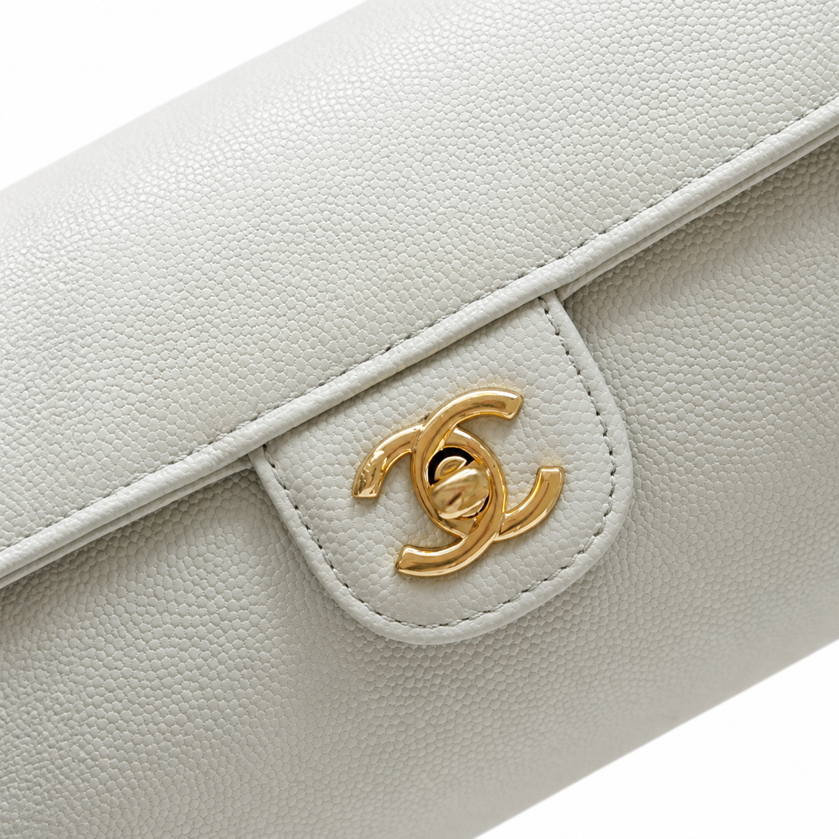 Chanel Powder Blue Caviar Cylindrical Shoulder Bag | Twin Flat Strap — 20cm