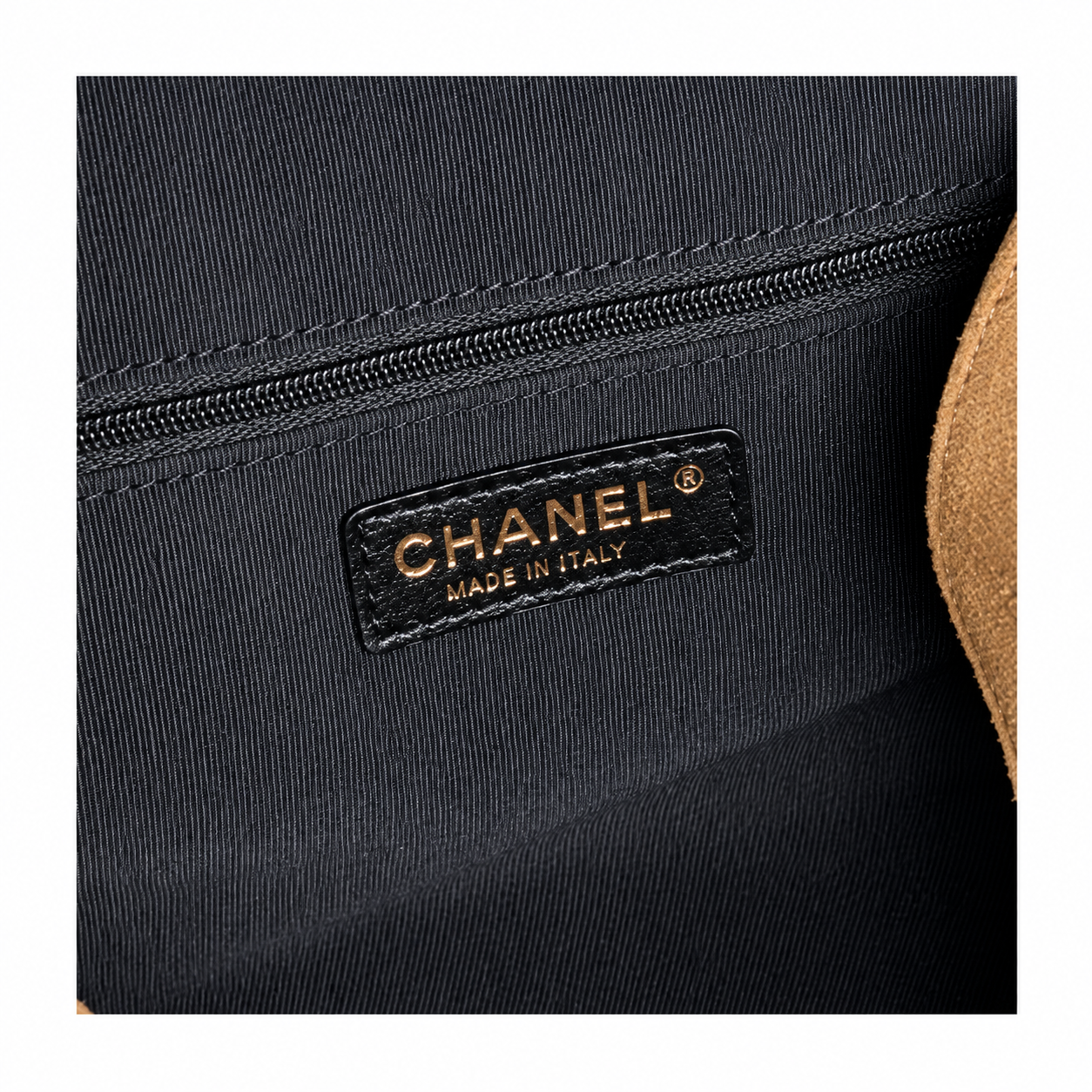 Chanel 24B Bicolor Suede Caviar Quilted Hobo Bag Camel Black 24×36×14cm