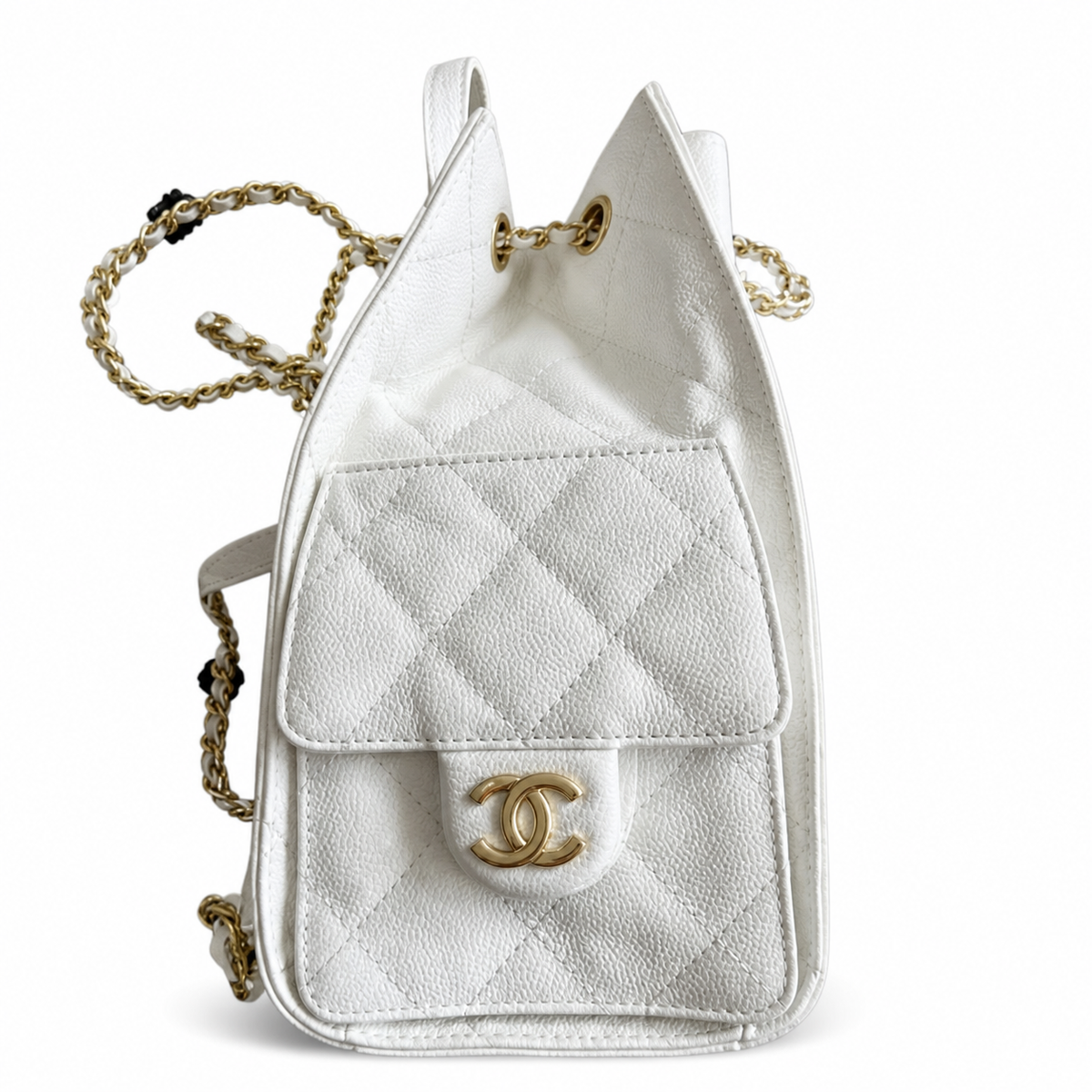 Chanel Classic Quilted Backpack – 23×23×14cm | Iconic CC Hardware, Leather-Woven Chain & Adjustable Straps | Luxury Backpack for School, Travel & Everyday Chic
