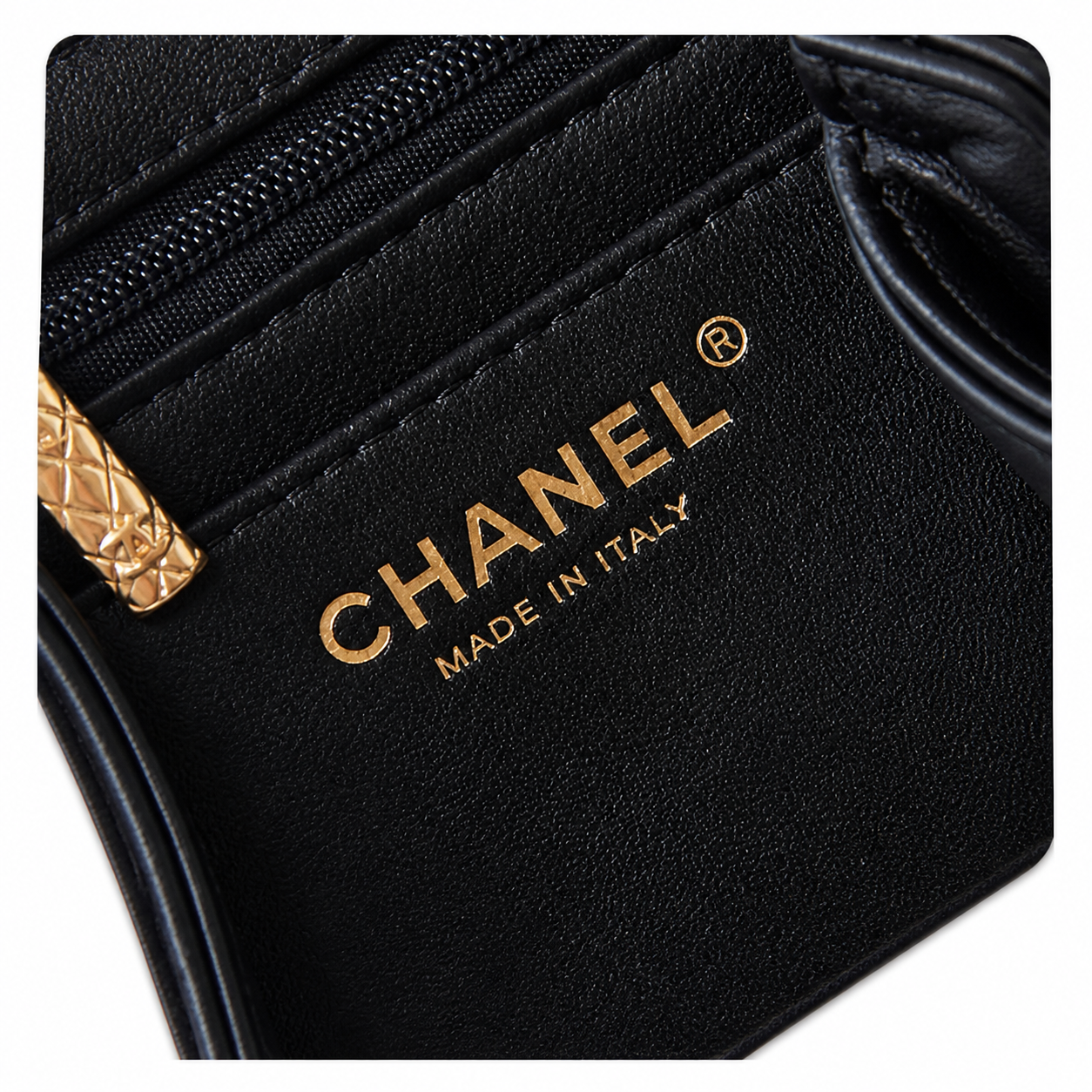 Chanel Caviar Top Handle Mini Flap Bag | CC Turn-Lock Gold Chain Black — 13x18cm