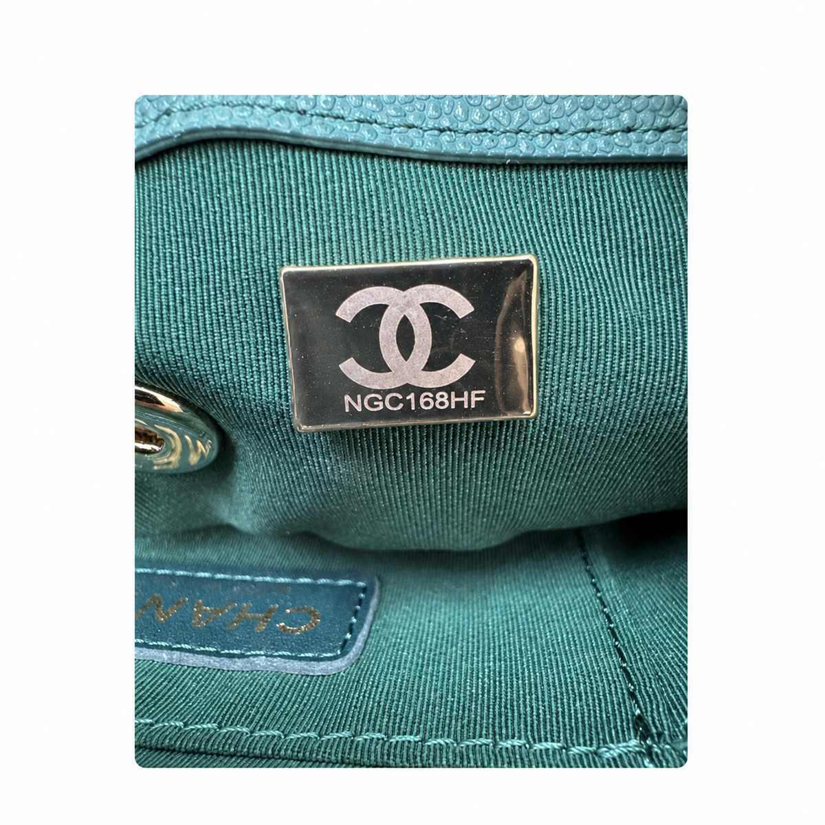 Chanel Duma Caviar Backpack | CC Turn-Lock Gold Chain Teal Green — 20.5x20cm