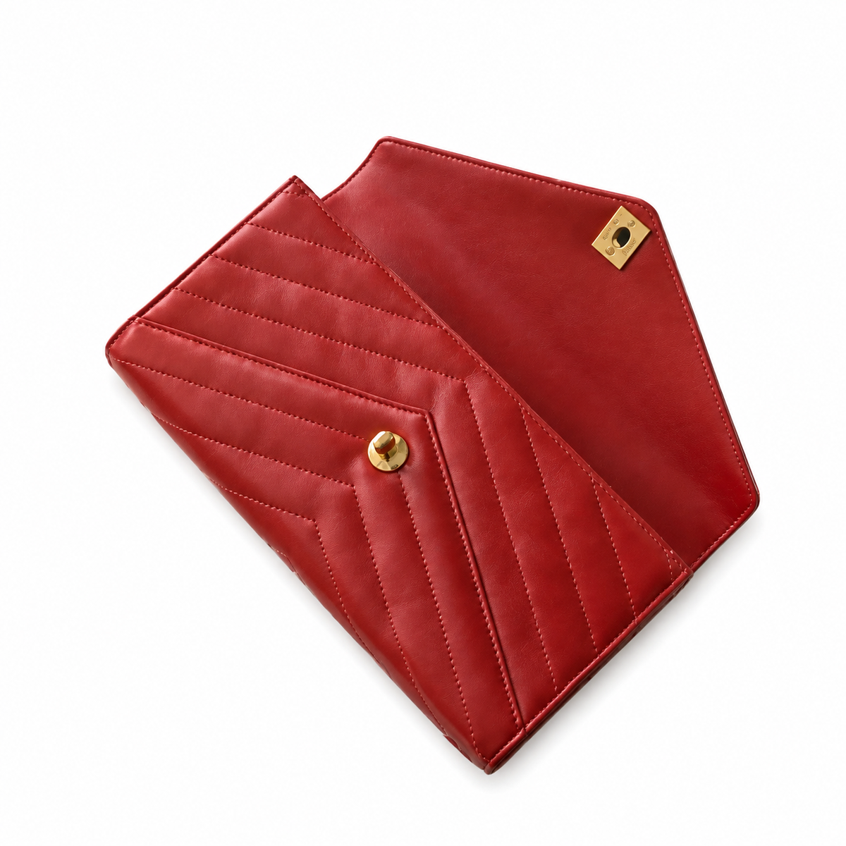 Chanel Scarlet Red Chevron-Quilted Lambskin Envelope Bag | Tonal Top Handle & Gold CC