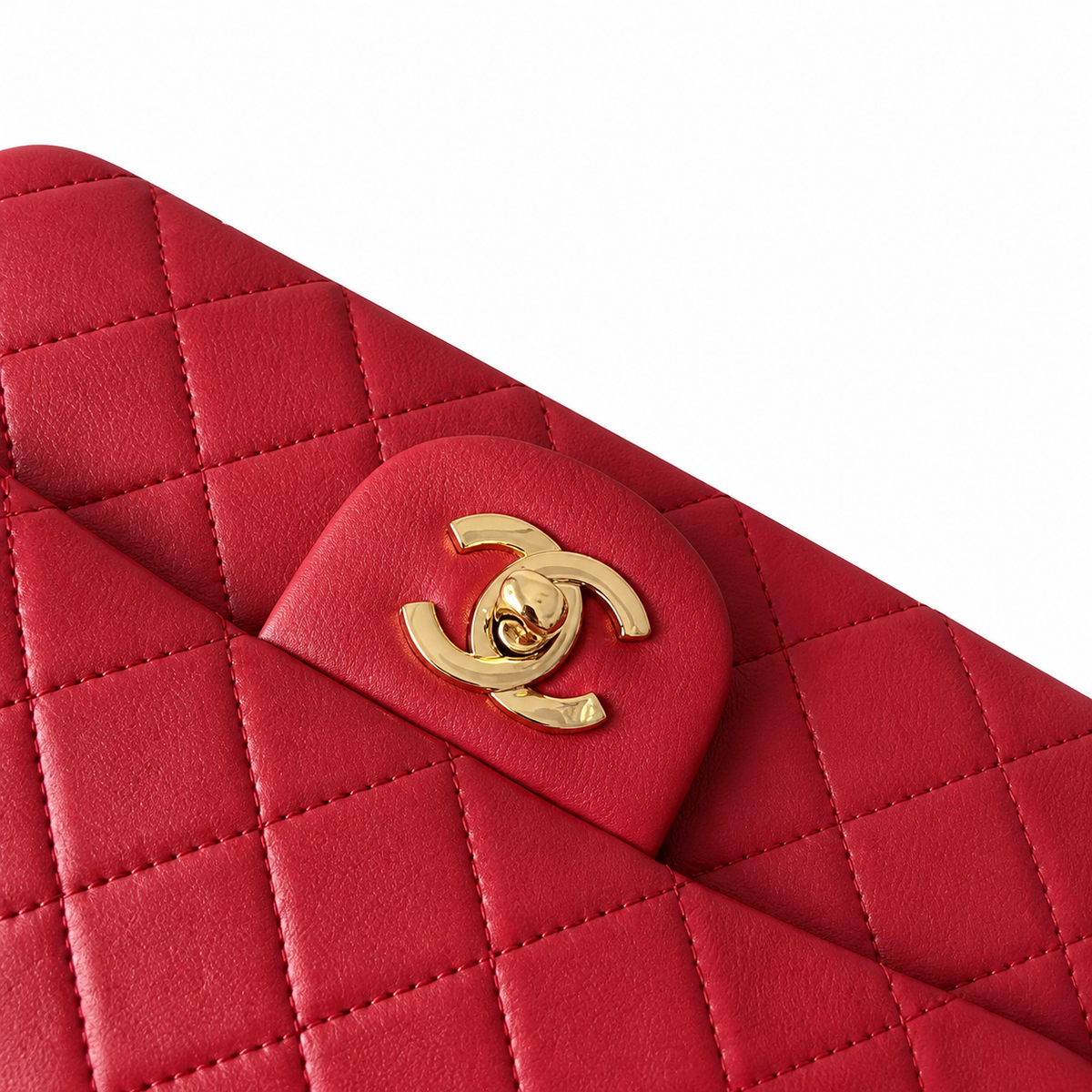 Chanel Red Lambskin Classic Double Flap Bag | Gold CC Turn-Lock & Tonal Red Chain
