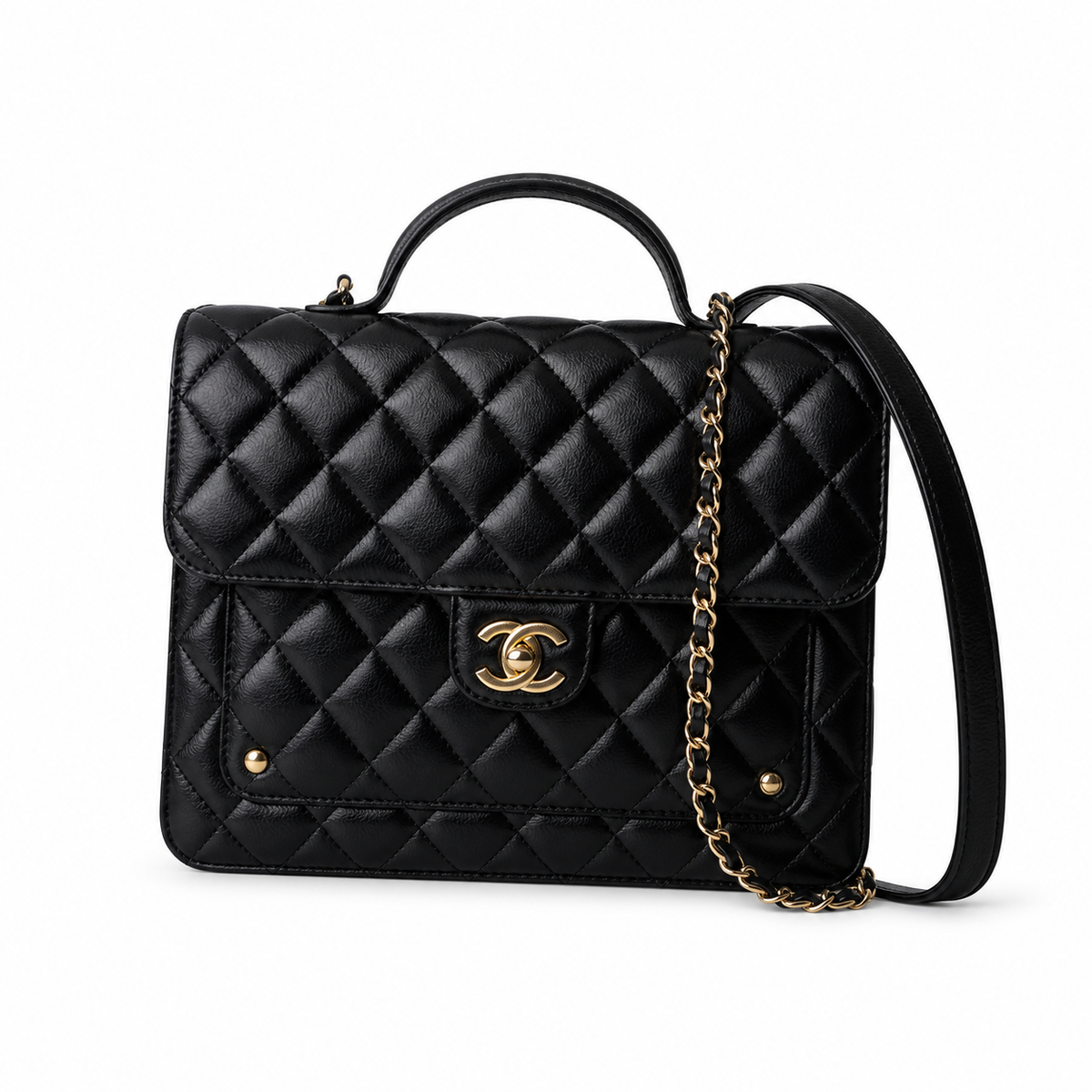 Chanel Classic Quilted Vertical Flap Bag | CC Turn-Lock Chain Strap — 23cm