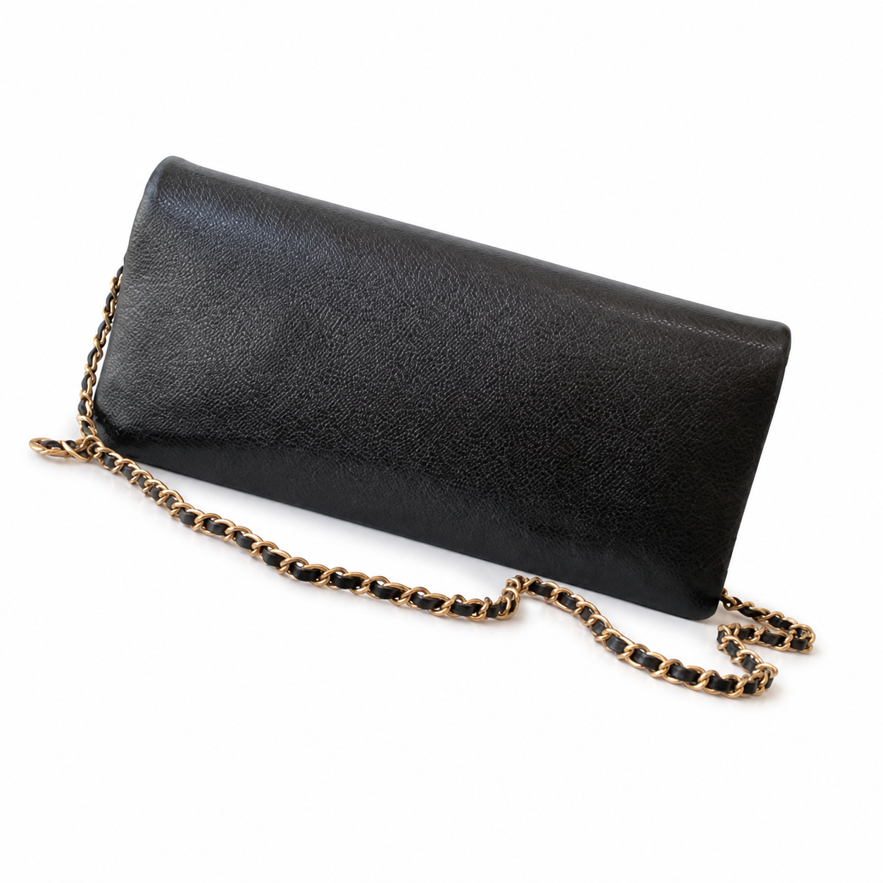 Chanel Bicolor Pouch Clutch Burgundy & Black Caviar | Diagonal Zip Pocket — 33cm