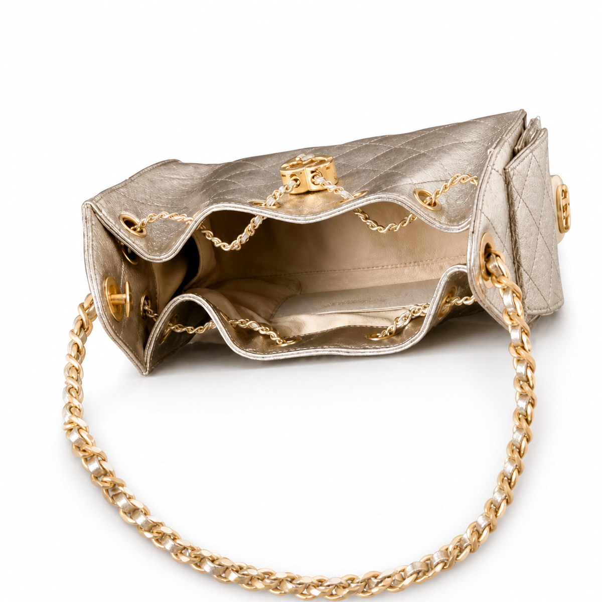 Chanel Classic Quilted Handbag | CC Turn-Lock Rigid Top Handle Chain Strap — 2 Sizes