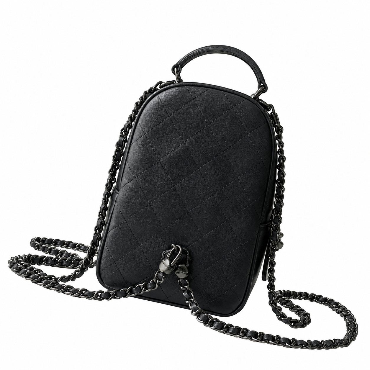 Chanel So Black Quilted Lambskin Mini Chain Backpack 18×13×9cm