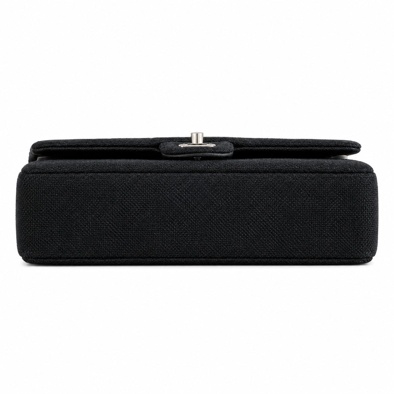 Chanel Classic Double Flap Tweed Black Camellia Charm Silver 25cm