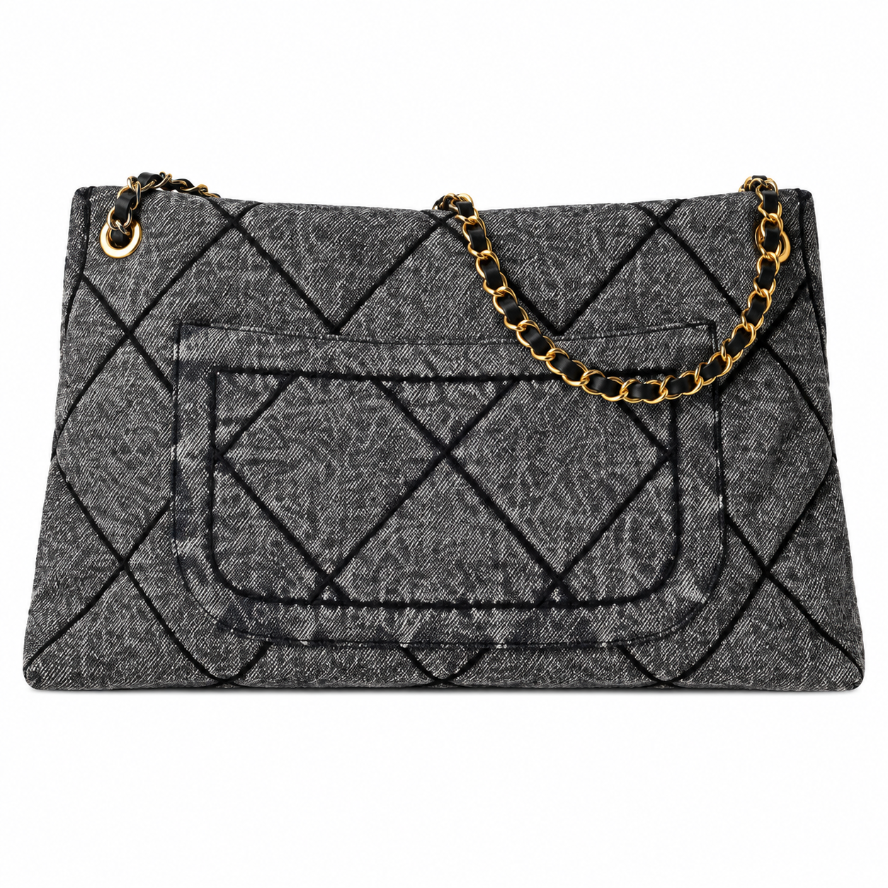 Chanel 24A Quilted Tweed Shopping Bag Grey 25.5×38×10.5cm