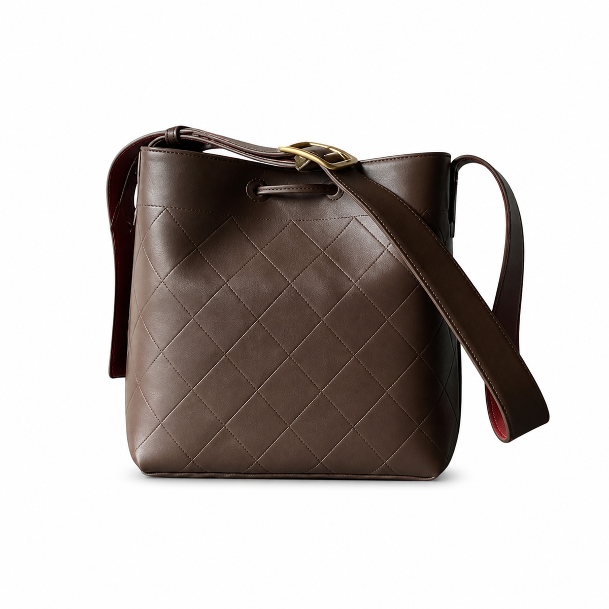 Chanel Bucket Bag Dark Chocolate Brown Quilted Lambskin | Gold Ball Drawstring — 23cm