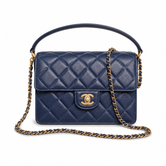 Chanel Classic Quilted Flap Bag Black Lambskin | Gold CC Turn-Lock — 22cm