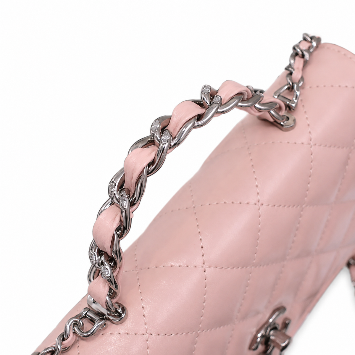 Chanel Pink Quilted Lambskin Flap Bag | Silver CC Chain Top Handle