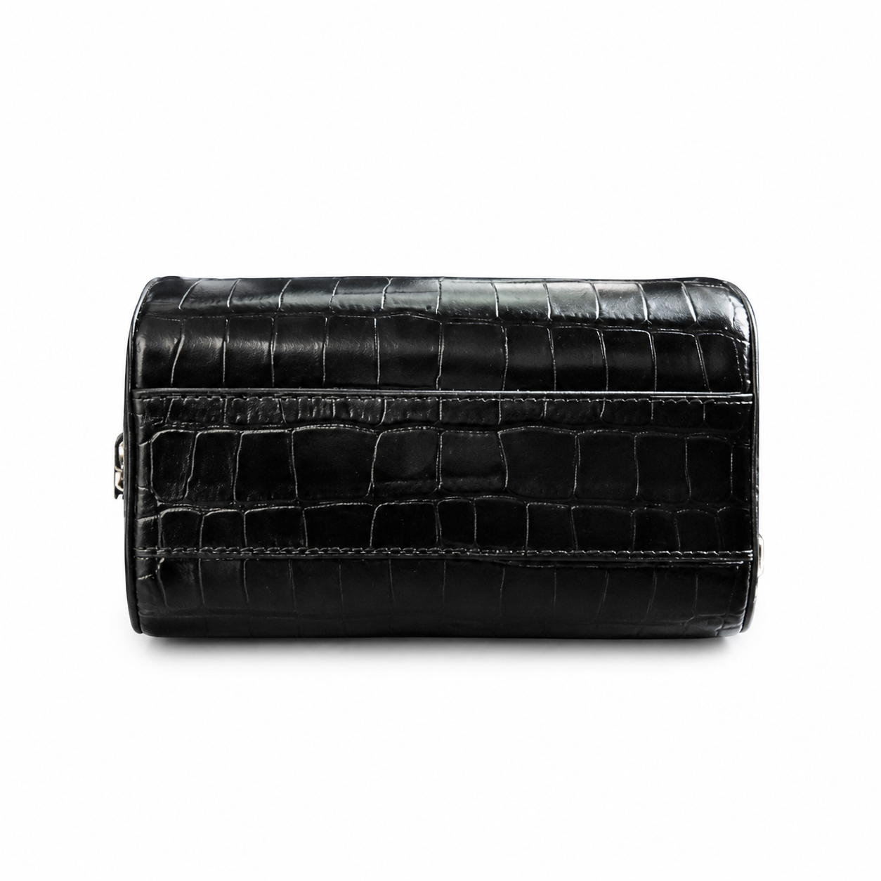 Chanel Black Croc-Embossed Mini Bowling Bag | Dual Gold Zippers — 19cm