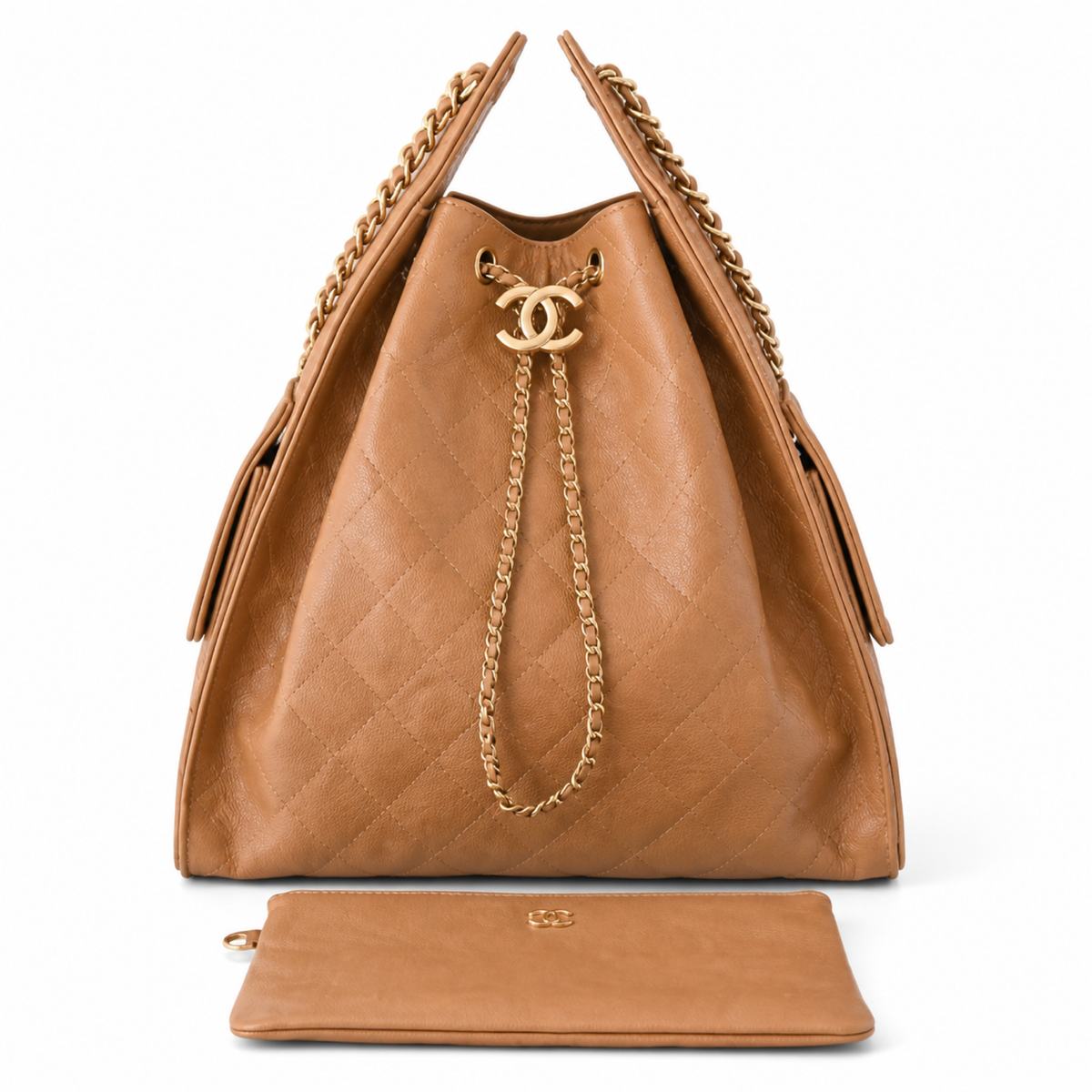 Chanel Classic Quilted Large Top Handle Tote Bag | CC Turn-Lock Chain Strap — 40cm