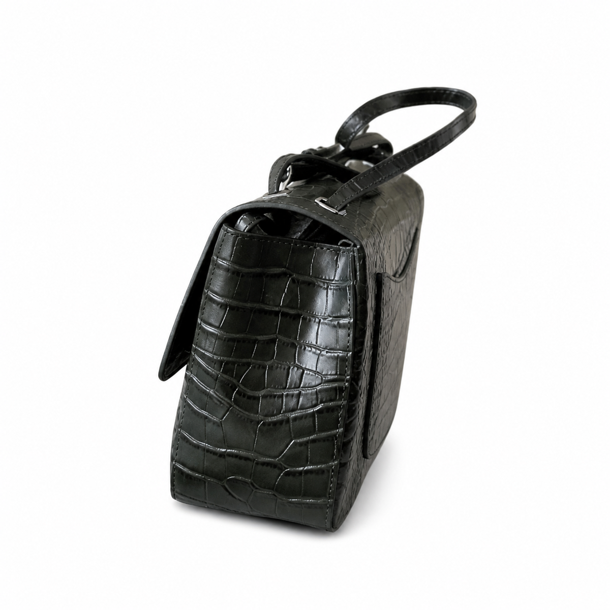Chanel Business Affinity Bag Forest Green Crocodile-Embossed Leather | Ruthenium CC & Burgundy Interior — 32cm