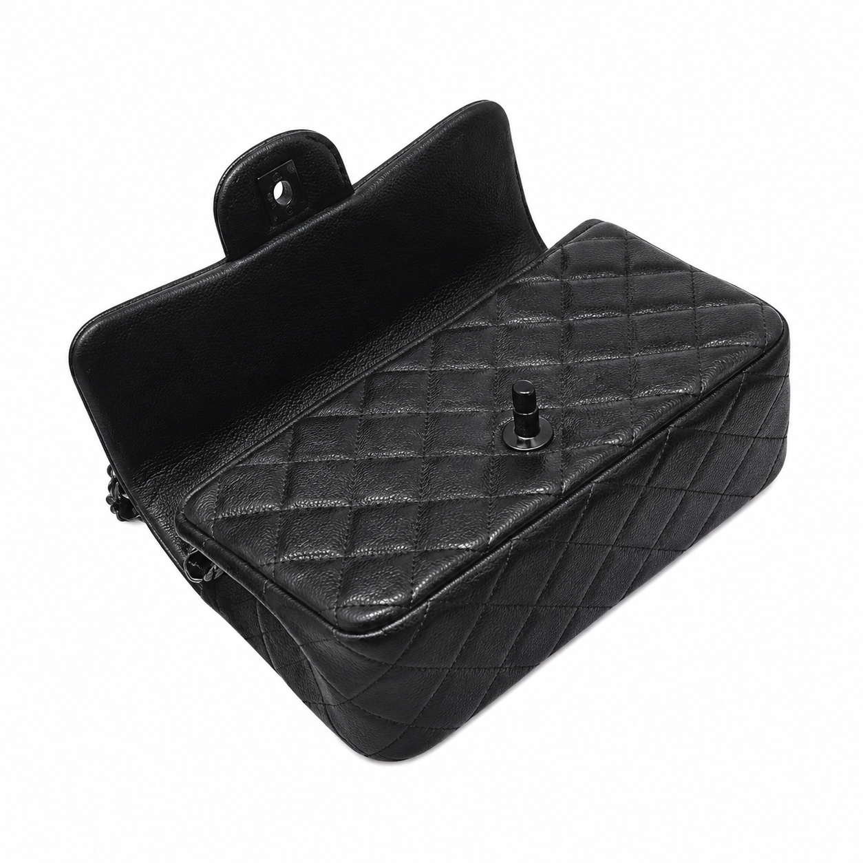 Chanel So Black Lambskin Classic Double Flap Bag | Matte Black CC Turn-Lock & Black Chain