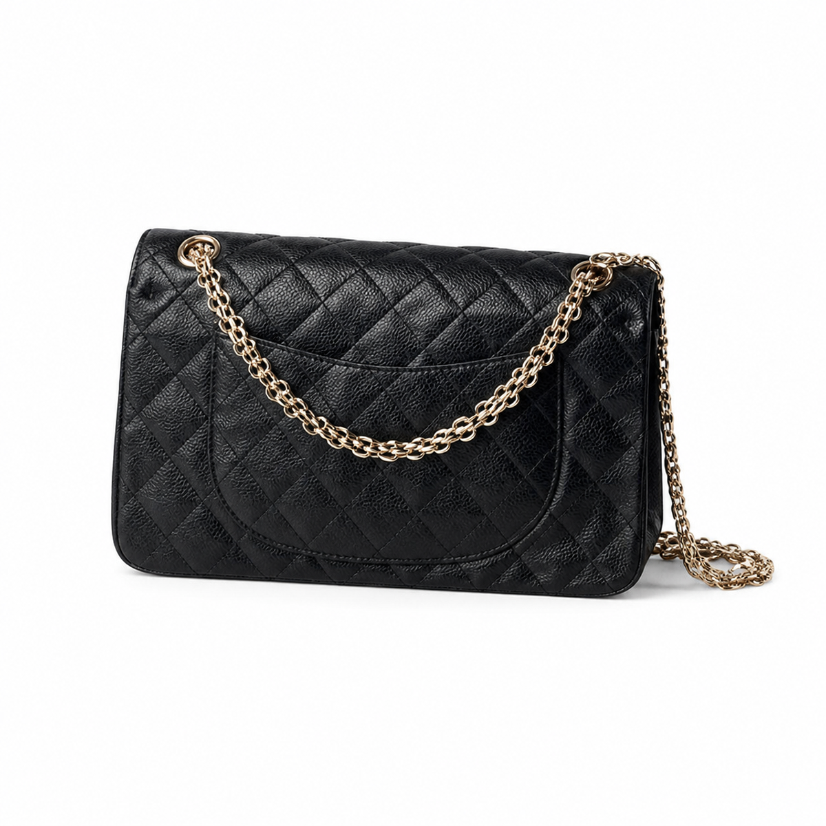 Chanel Classic Quilted Flap Bag | CC Turn-Lock Gold Hardware Leather Chain — 24x16cm