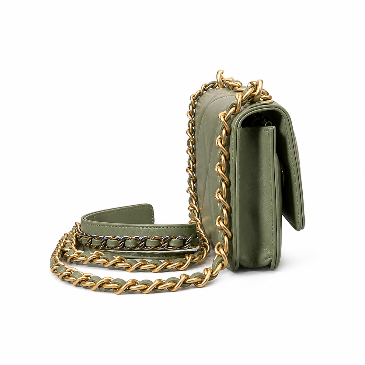 Chanel Classic Quilted Slim Flap Bag | CC Turn-Lock Leather Chain Strap — 12x19.5cm